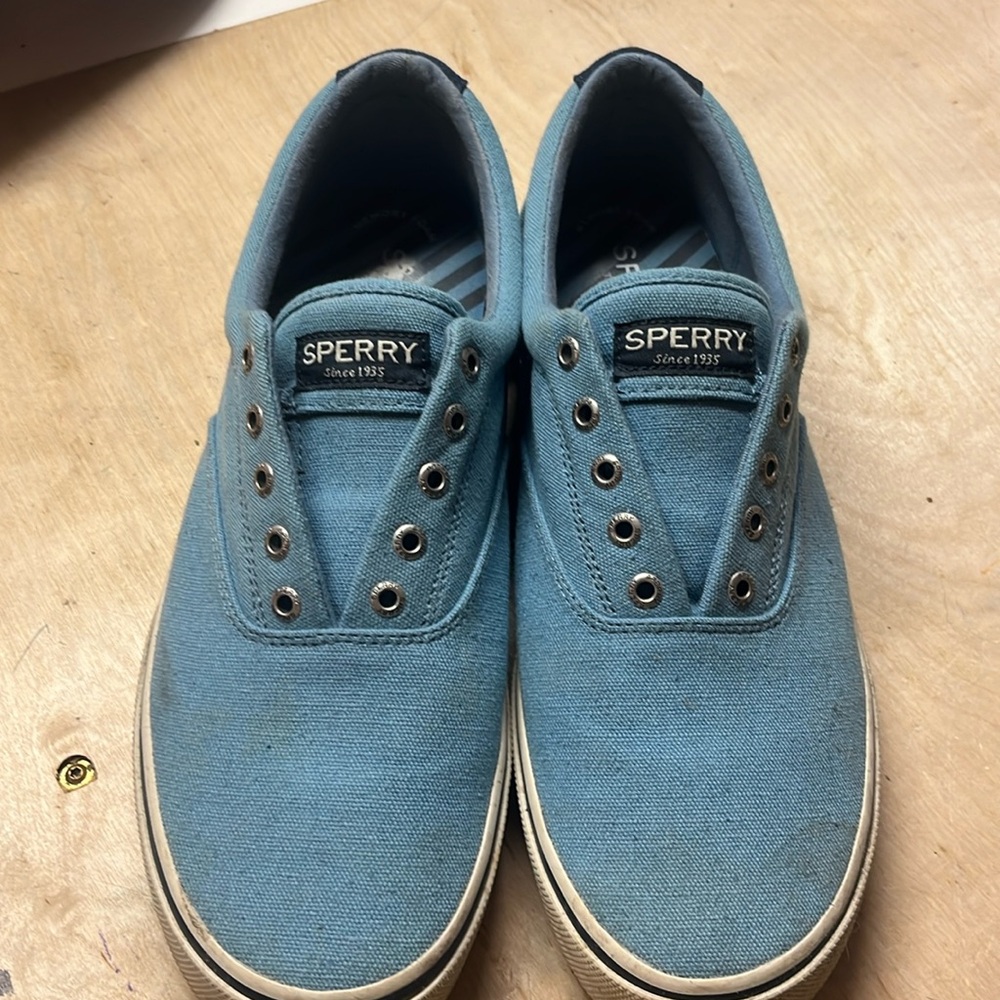 Men’s blue Sperry canvas shoes